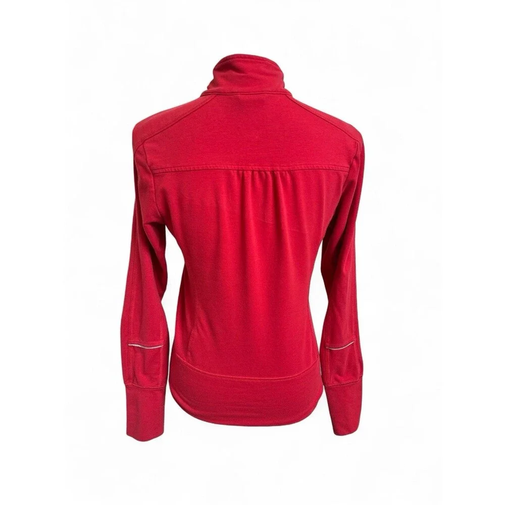 Vtg Nike Women's S Full Zip Knit Jacket Red LIVESTRONG Nike+ Reflective Accents